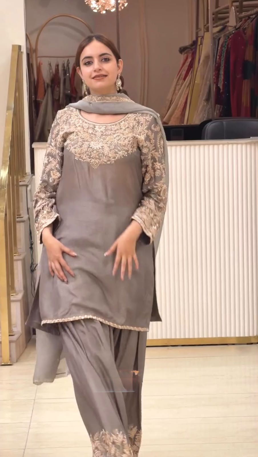 AD 242 Grey Color Chinon Silk Salwar Suit with Embroidery Work. Online Get it for ₹2249. Delivery 4-6 Working Days. Shop now. | Jump Suits, Straight Suits, Casual Suits, Creative suits, Designer Suits, Palazzo Suits, Party Wear Suits, Patiala Suits, Salwar suit