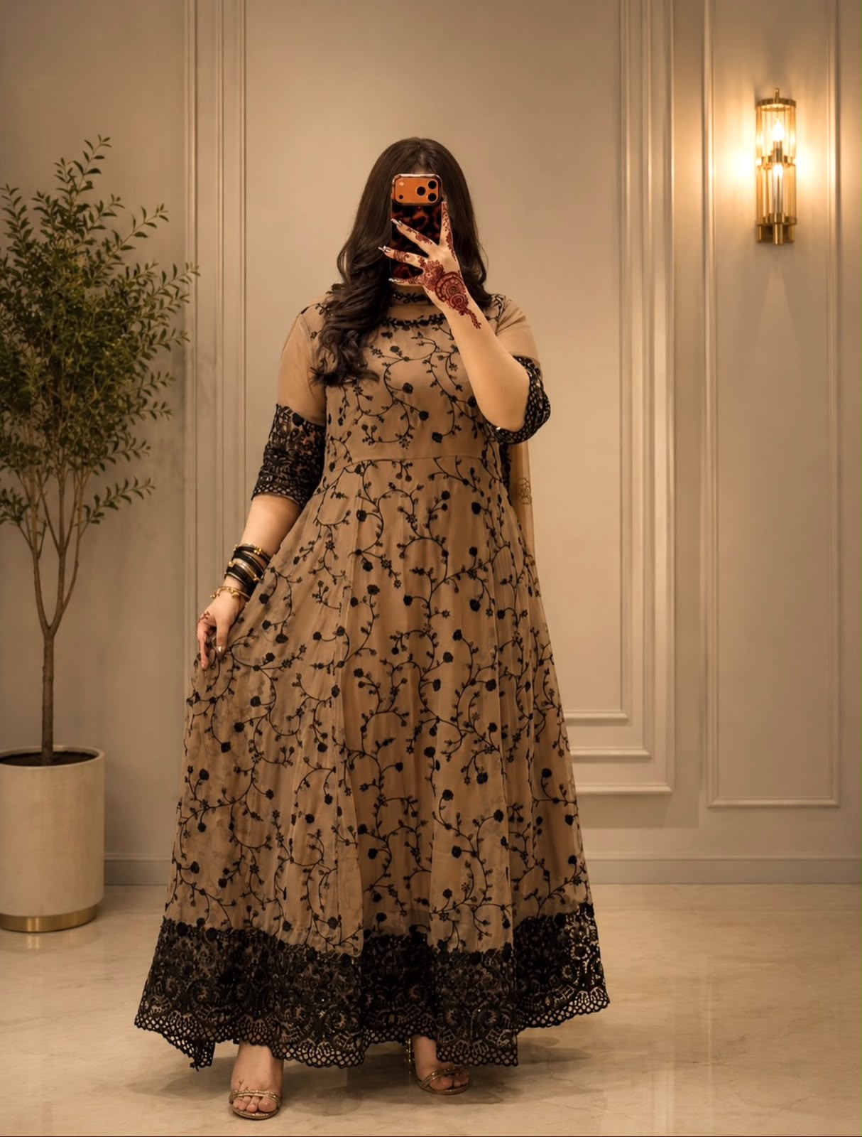 WW 1277 Cream Fox Perfect for Wedding, Party, Durga Puja, Diwali, Anniversary Georgette Gown. Now at just ₹2399. Delivery 4-6 Working Days. Shop now. | Bollywood Gowns, Creative Gowns, Designer Gowns, Embroidered Gowns, Gowns, Party Wear Gowns
