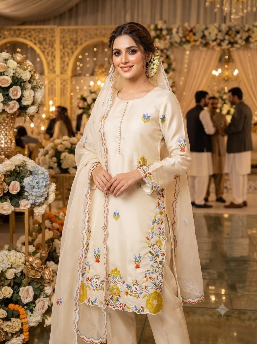 LG 2132 Off Whiten Glass Roman Salwar Suit with Embroidery Work. Introductory Price ₹2349. Delivery 4-6 Working Days. Shop now. | Jump Suits, Straight Suits, Casual Suits, Creative suits, Designer Suits, Palazzo Suits, Party Wear Suits, Patiala Suits, Salwar suit