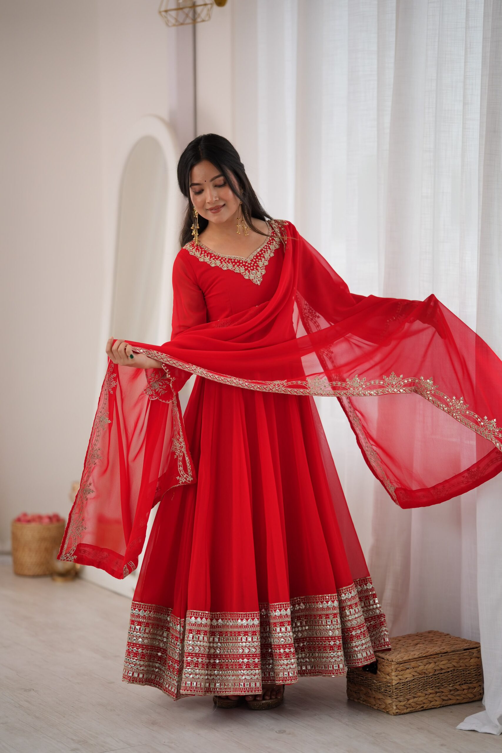 SSR 549 Red Fox Perfect for Wedding, Party, Durga Puja, Diwali, Anniversary –Georgette Gown. Now at just ₹2449. Delivery 4-6 Working Days. Shop now. | Bollywood Gowns, Creative Gowns, Designer Gowns, Embroidered Gowns, Gowns, Party Wear Gowns