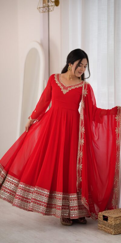 SSR 549 Red Fox Perfect for Wedding, Party, Durga Puja, Diwali, Anniversary –Georgette Gown. Now at just ₹2449. Delivery 4-6 Working Days. Shop now. | Bollywood Gowns, Creative Gowns, Designer Gowns, Embroidered Gowns, Gowns, Party Wear Gowns