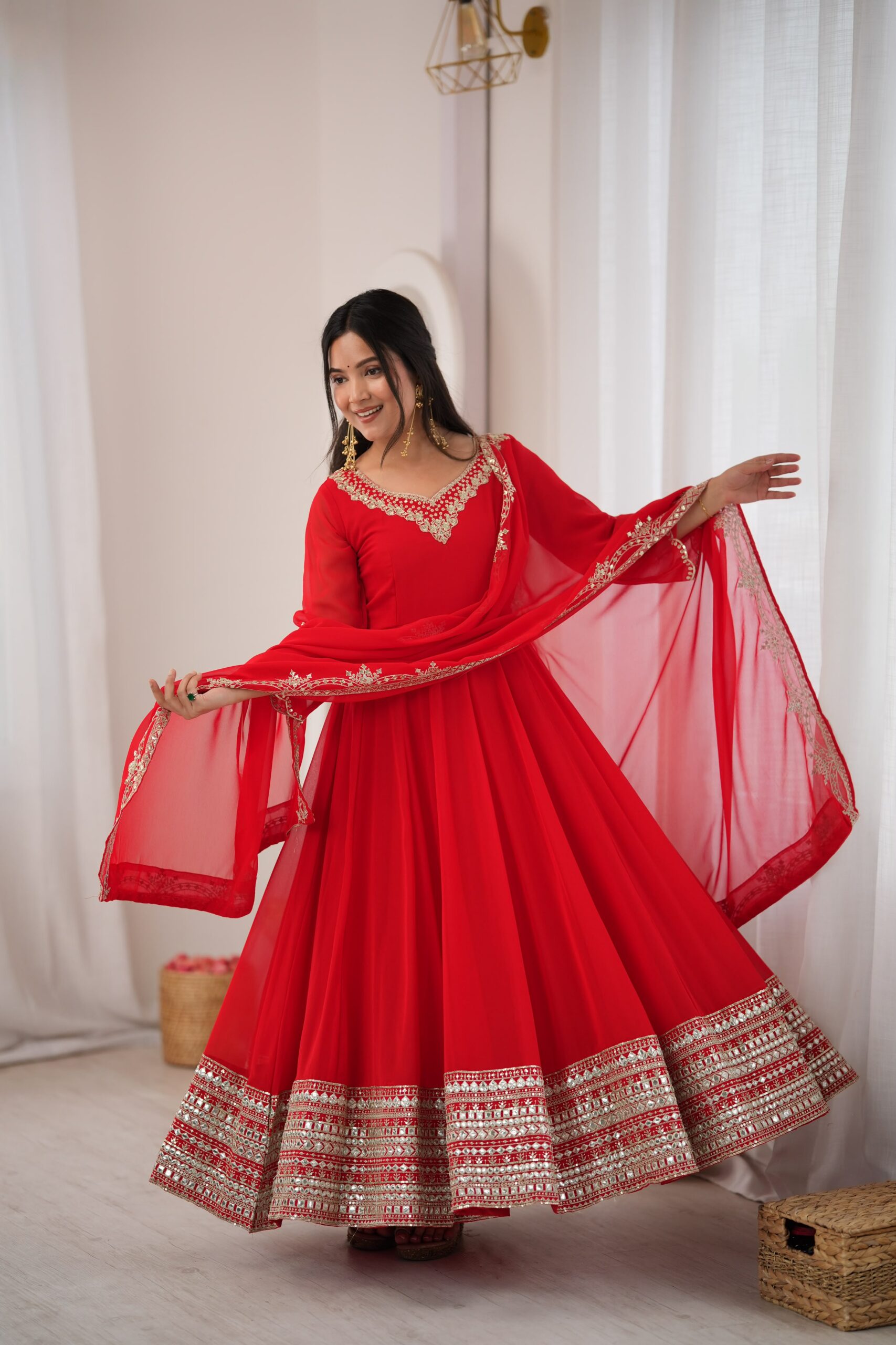 SSR 549 Red Fox Perfect for Wedding, Party, Durga Puja, Diwali, Anniversary –Georgette Gown. Now at just ₹2449. Delivery 4-6 Working Days. Shop now. | Bollywood Gowns, Creative Gowns, Designer Gowns, Embroidered Gowns, Gowns, Party Wear Gowns