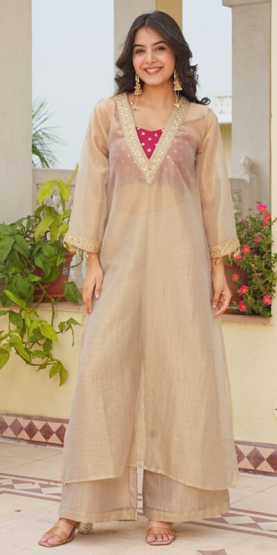 AD 241 Cream in Golden Tissue Embroidery Work & Sequins Work Salwar Suit. Get it for ₹2149. Delivery 4-6 Working Days. Shop now. | Jump Suits, Straight Suits, Casual Suits, Creative suits, Designer Suits, Palazzo Suits, Party Wear Suits, Patiala Suits, Salwar suit