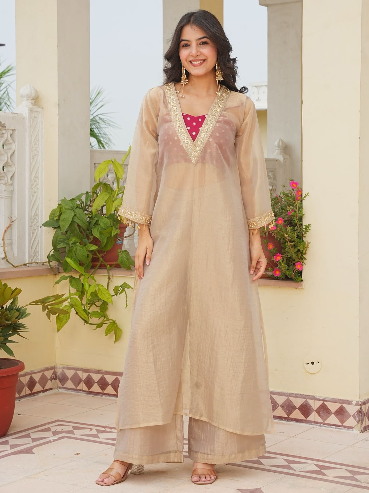 AD 241 Cream in Golden Tissue Embroidery Work & Sequins Work Salwar Suit. Get it for ₹2149. Delivery 4-6 Working Days. Shop now. | Jump Suits, Straight Suits, Casual Suits, Creative suits, Designer Suits, Palazzo Suits, Party Wear Suits, Patiala Suits, Salwar suit