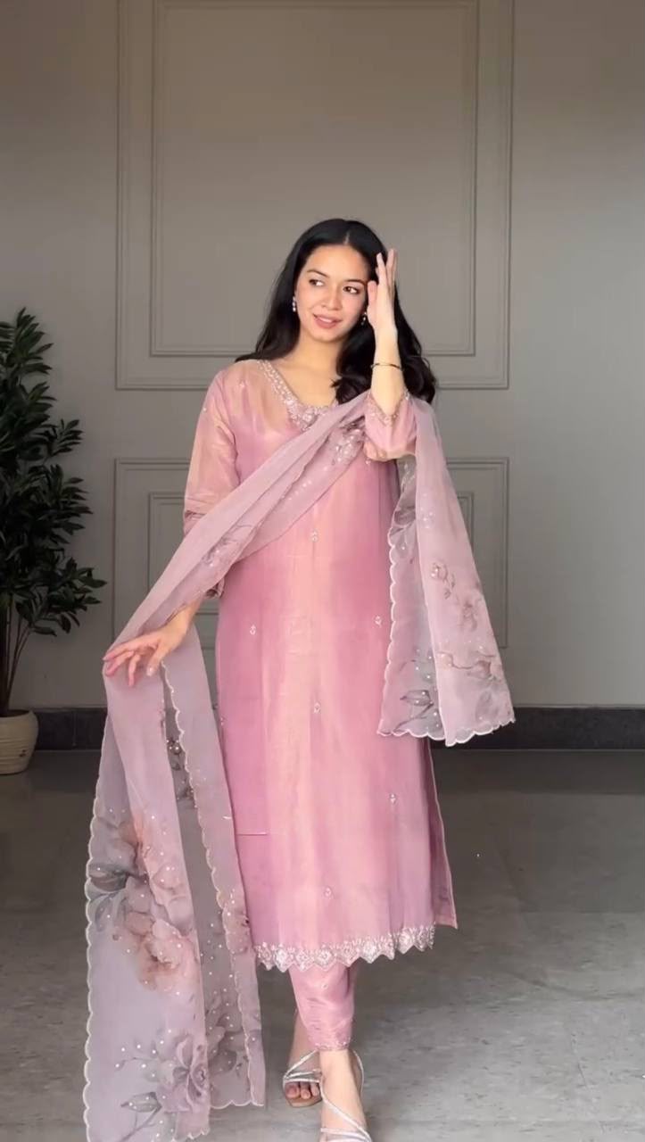 DB 006 Pink Pure Natural Crep Salwar Suit with Moti Work & Embroidery Work. Affordable Price ₹2199. Delivery 4-6 Working Days. Shop now. | Jump Suits, Straight Suits, Casual Suits, Creative suits, Designer Suits, Palazzo Suits, Party Wear Suits, Patiala Suits, Salwar suit