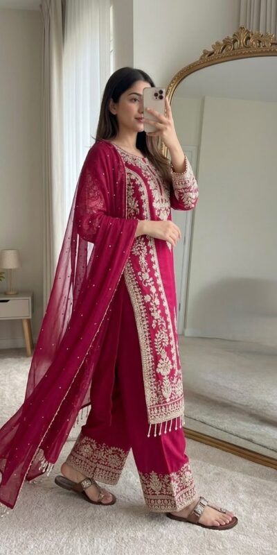 SRK 5365 Red Faux Georgette Salwar Suit erfect for Wedding, Party, Mehendi, Pongal, Reception – . Available at ₹2449 only. Delivery 4-6 Working Days | Jump Suits, Straight Suits, Casual Suits, Creative suits, Designer Suits, Palazzo Suits, Party Wear Suits, Patiala Suits, Salwar suit