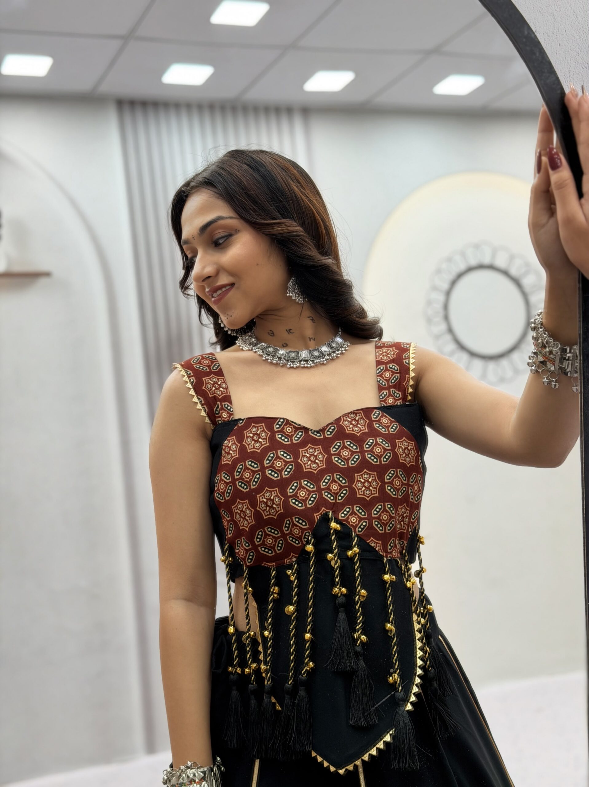 Ram 192 Black in Pure Cotton Mirror Work & Gamthi Work Lehenga Choli . Exclusive Offer ₹2849. Delivery 4-6 Working Days. Shop now. | Bollywood Lehenga, Creative Lehenga, Designer Lehenga, Embroidered Lehenga, Lehenga, Party Wear Lehenga