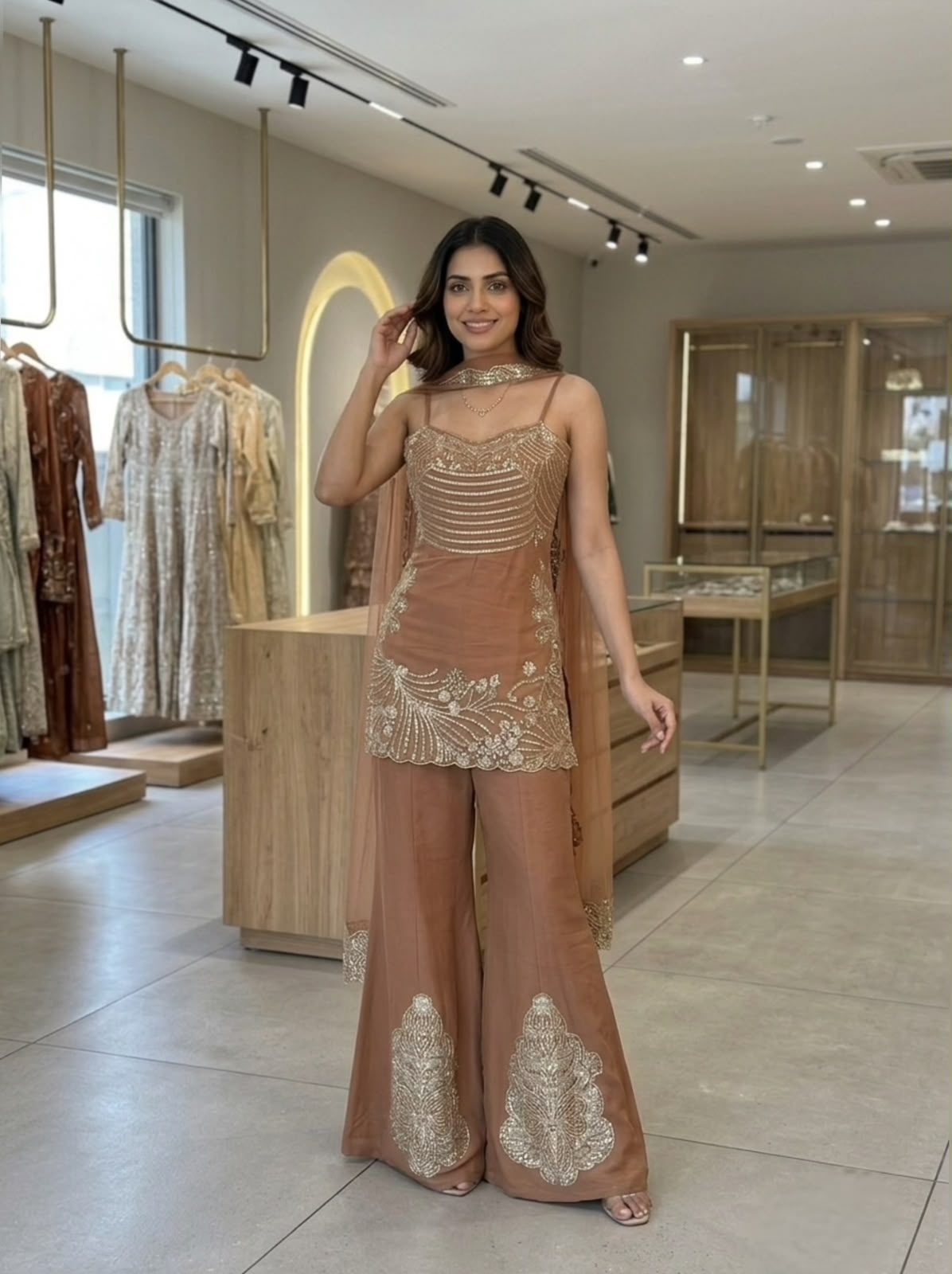 LG 2136 Brown Cos Moss Salwar Suit with Embroidery Work & Sequins Work. Affordable Price ₹2399. Delivery 4-6 Working Days. Shop now. | Jump Suits, Straight Suits, Casual Suits, Creative suits, Designer Suits, Palazzo Suits, Party Wear Suits, Patiala Suits, Salwar suit