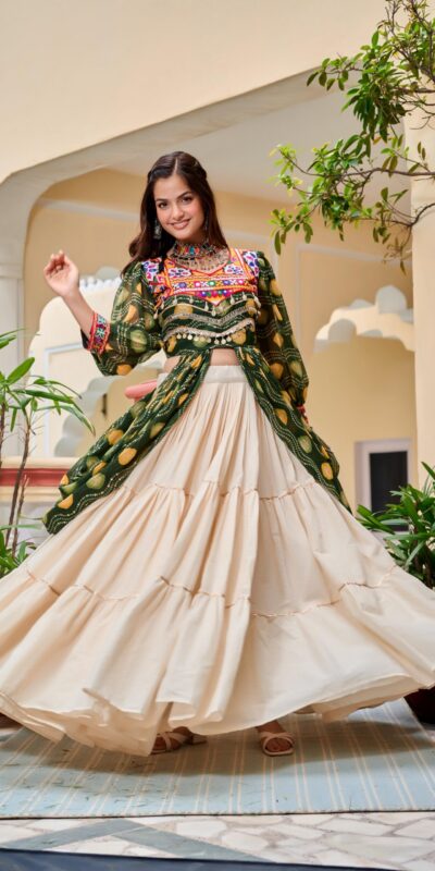 Ram 131 Green in Pure Cotton Mirror Work & Gamthi Work Lehenga Choli . Exclusive Offer ₹2949. Delivery 4-6 Working Days. Shop now. | Bollywood Lehenga, Creative Lehenga, Designer Lehenga, Embroidered Lehenga, Lehenga, Party Wear Lehenga