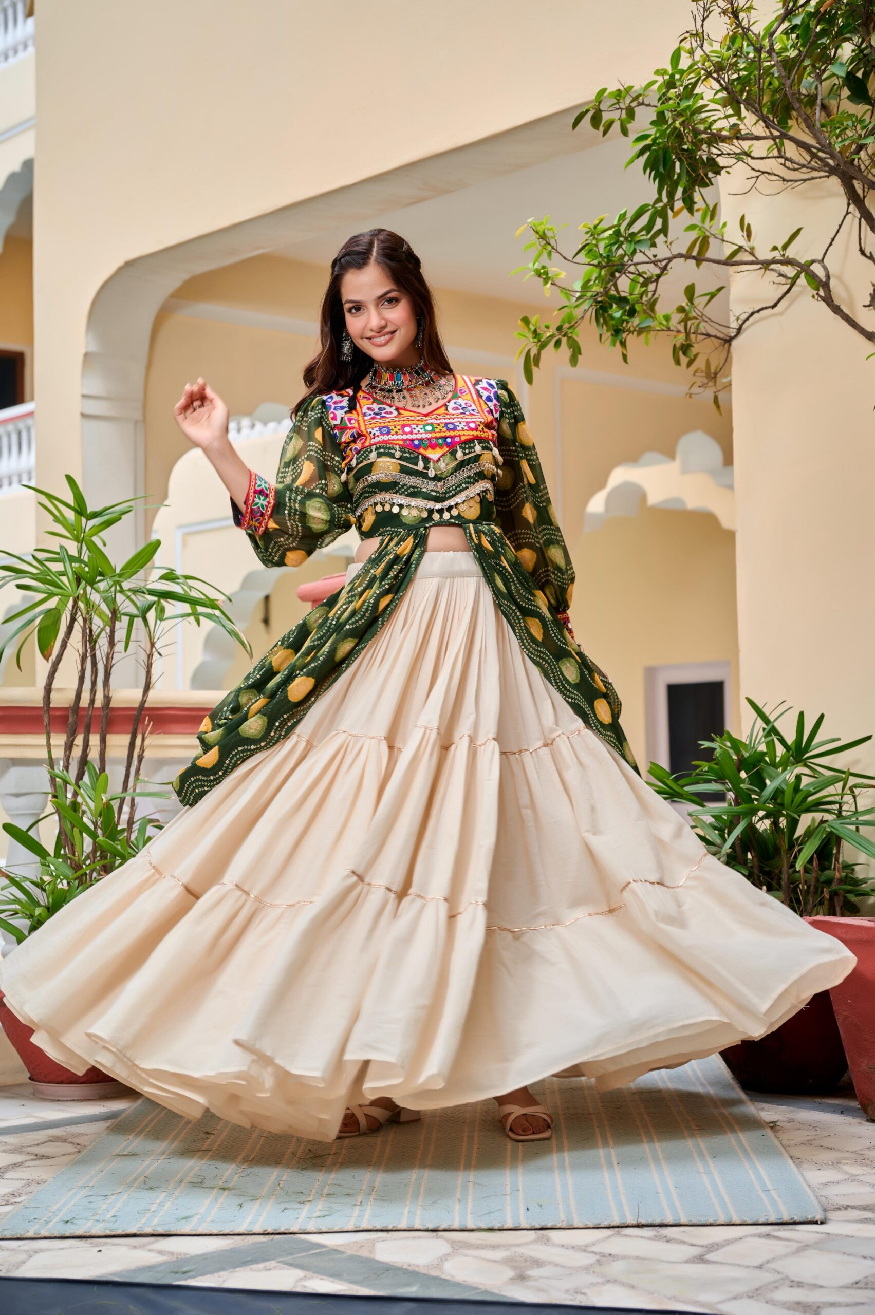 Ram 131 Green in Pure Cotton Mirror Work & Gamthi Work Lehenga Choli . Exclusive Offer ₹2949. Delivery 4-6 Working Days. Shop now. | Bollywood Lehenga, Creative Lehenga, Designer Lehenga, Embroidered Lehenga, Lehenga, Party Wear Lehenga