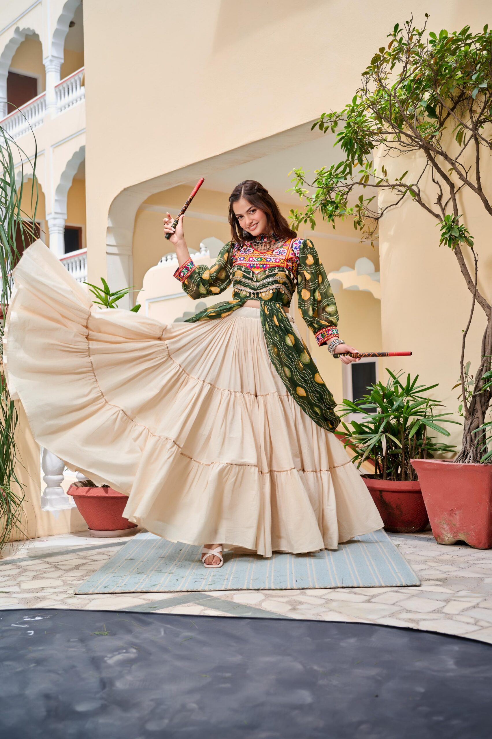 Ram 131 Green in Pure Cotton Mirror Work & Gamthi Work Lehenga Choli . Exclusive Offer ₹2949. Delivery 4-6 Working Days. Shop now. | Bollywood Lehenga, Creative Lehenga, Designer Lehenga, Embroidered Lehenga, Lehenga, Party Wear Lehenga