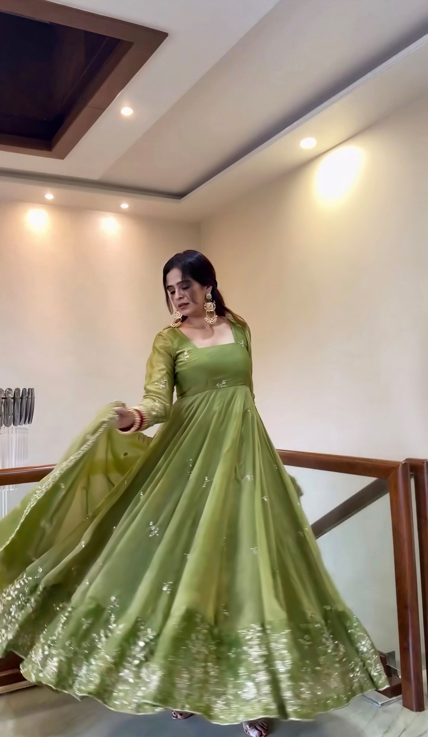 NSR 907 Mehendi Fendy Silk Gown with Embroidery Work & Sequins Work. Special Price ₹2399. Delivery 4-6 Working Days. Shop now. | Bollywood Gowns, Creative Gowns, Designer Gowns, Embroidered Gowns, Gowns, Party Wear Gowns