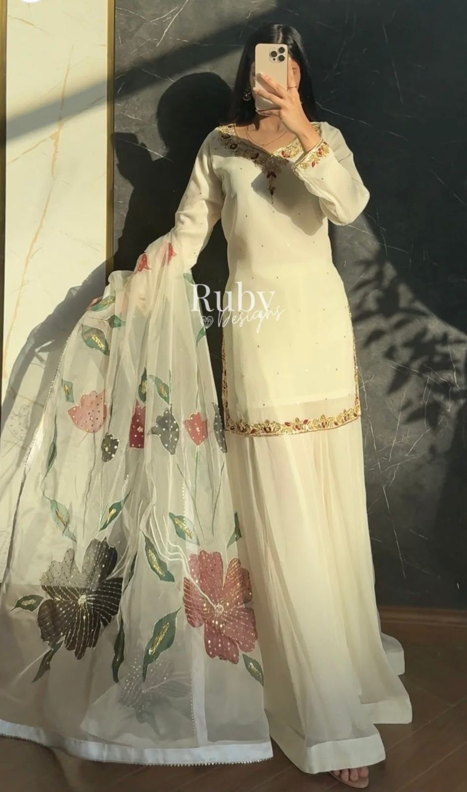 WW 1263 Off White Faux Georgette Salwar Suit with Mirror Work & Embroidery Work. Get it for ₹2149. Delivery 4-6 Working Days. Shop now. | Jump Suits, Straight Suits, Casual Suits, Creative suits, Designer Suits, Palazzo Suits, Party Wear Suits, Patiala Suits, Salwar suit