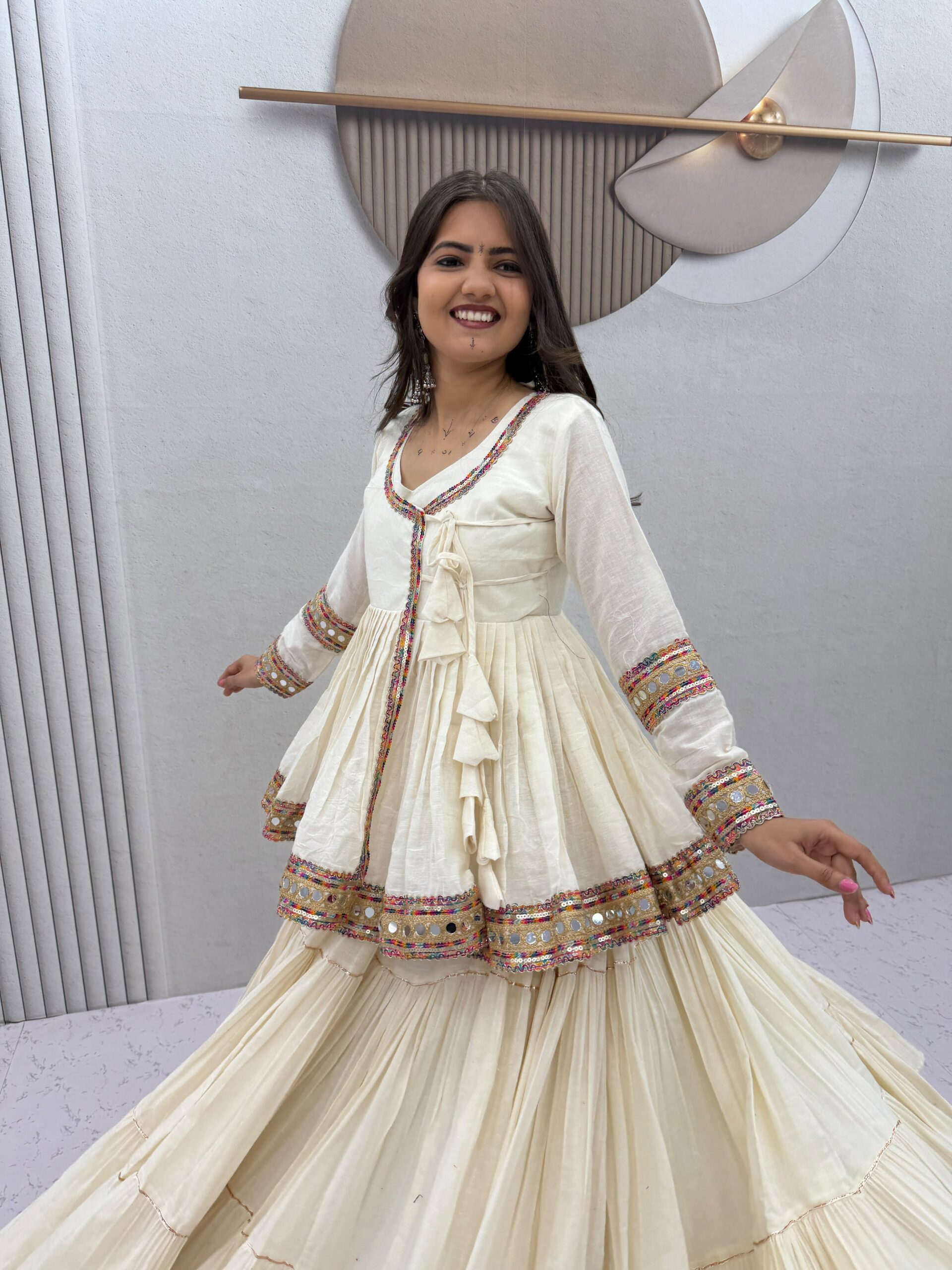 PC 596 Off White in Pure Cotton Mirror Work & Gamthi Work Lehenga Choli . Exclusive Offer ₹2999. Delivery 4-6 Working Days. Shop now. | Bollywood Lehenga, Creative Lehenga, Designer Lehenga, Embroidered Lehenga, Lehenga, Party Wear Lehenga