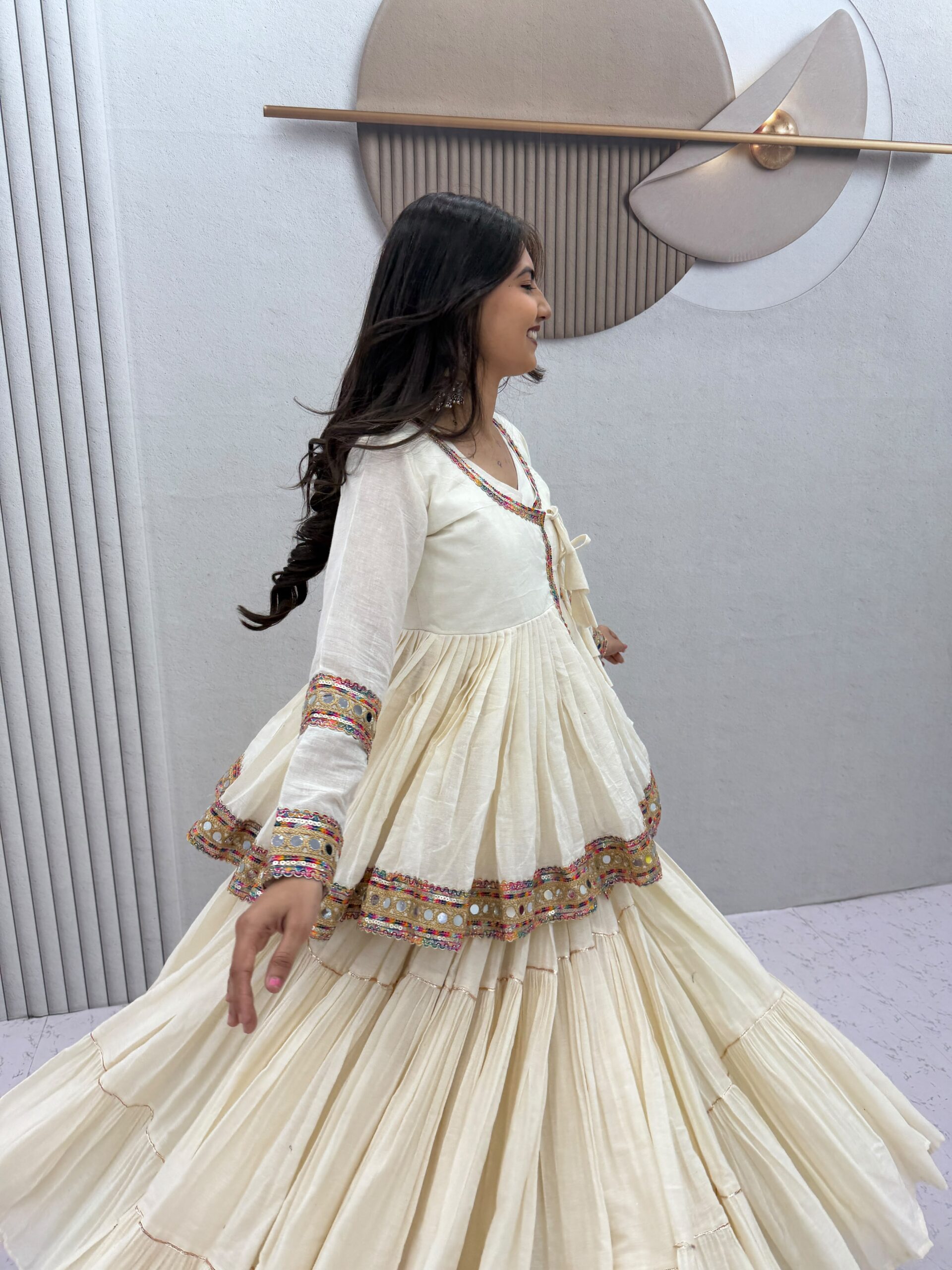 PC 596 Off White in Pure Cotton Mirror Work & Gamthi Work Lehenga Choli . Exclusive Offer ₹2999. Delivery 4-6 Working Days. Shop now. | Bollywood Lehenga, Creative Lehenga, Designer Lehenga, Embroidered Lehenga, Lehenga, Party Wear Lehenga