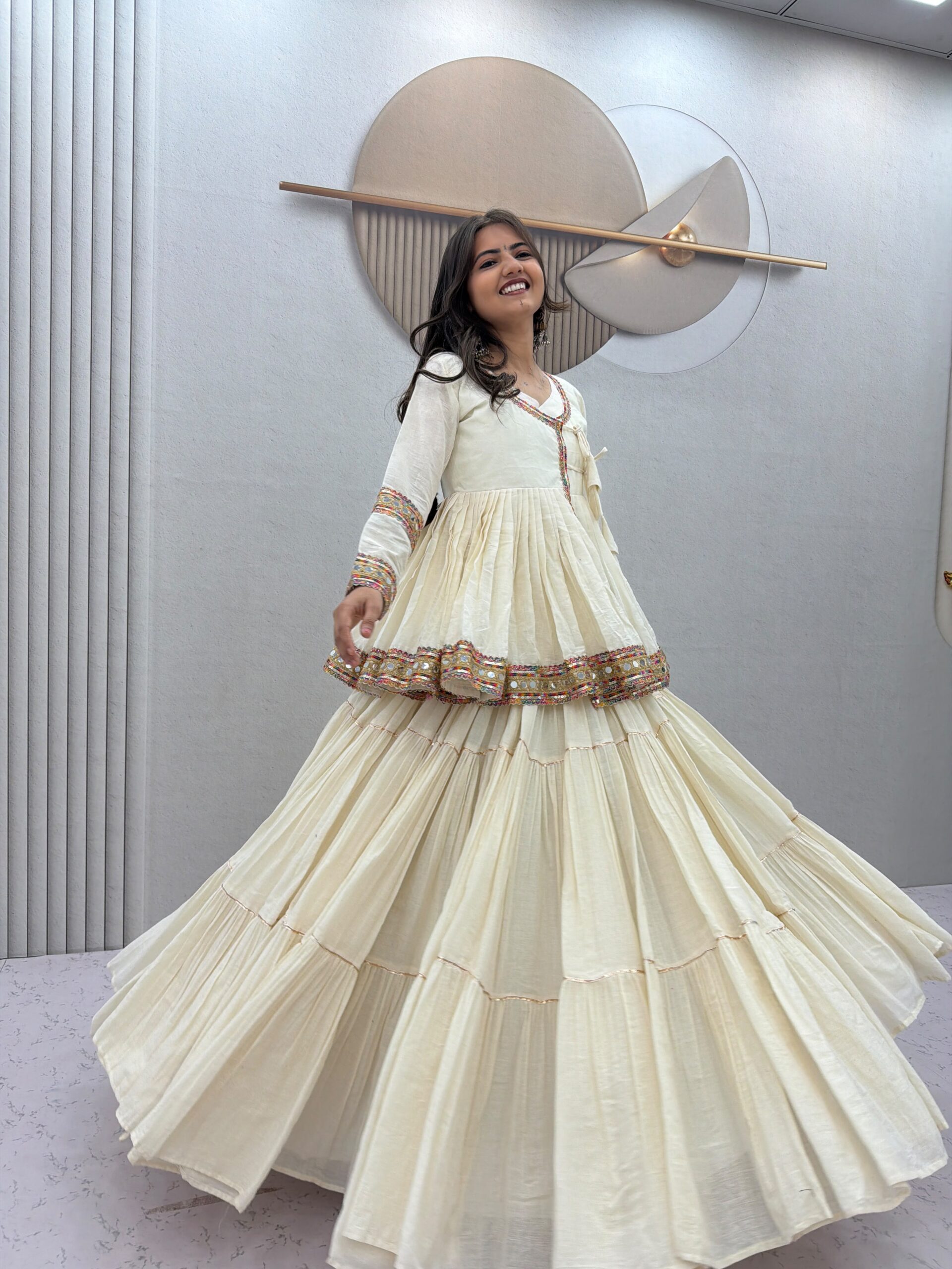 PC 596 Off White in Pure Cotton Mirror Work & Gamthi Work Lehenga Choli . Exclusive Offer ₹2999. Delivery 4-6 Working Days. Shop now. | Bollywood Lehenga, Creative Lehenga, Designer Lehenga, Embroidered Lehenga, Lehenga, Party Wear Lehenga
