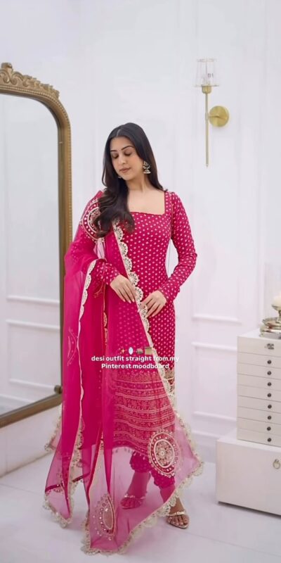 NSR 912 Pink Faux Georgette Salwar Suit with Mirror Work & Embroidery Work. Get it for ₹2349. Delivery 4-6 Working Days. Shop now. | Jump Suits, Straight Suits, Casual Suits, Creative suits, Designer Suits, Palazzo Suits, Party Wear Suits, Patiala Suits, Salwar suit