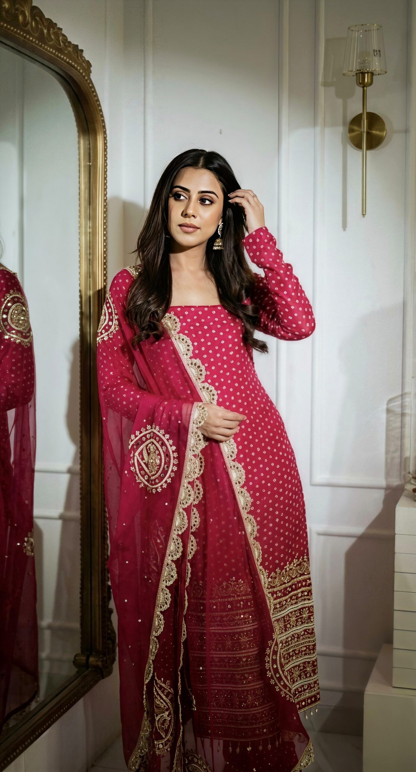 NSR 912 Pink Faux Georgette Salwar Suit with Mirror Work & Embroidery Work. Get it for ₹2349. Delivery 4-6 Working Days. Shop now. | Jump Suits, Straight Suits, Casual Suits, Creative suits, Designer Suits, Palazzo Suits, Party Wear Suits, Patiala Suits, Salwar suit