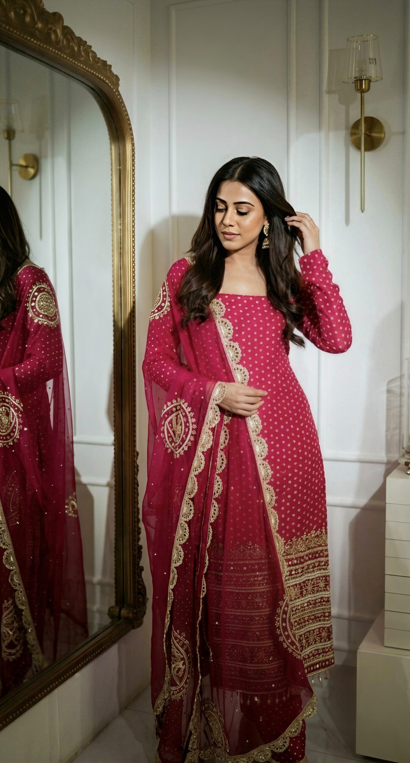 NSR 912 Pink Faux Georgette Salwar Suit with Mirror Work & Embroidery Work. Get it for ₹2349. Delivery 4-6 Working Days. Shop now. | Jump Suits, Straight Suits, Casual Suits, Creative suits, Designer Suits, Palazzo Suits, Party Wear Suits, Patiala Suits, Salwar suit