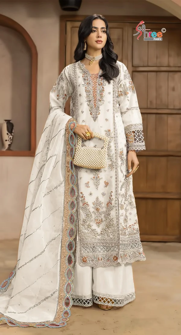 FC 1232 White| White Chiffon Salwar Suit with Embroidery Work & Sequins Work. Introductory Price ₹2649. Delivery 4-6 Working Days. Shop now. | Jump Suits, Straight Suits, Casual Suits, Creative suits, Designer Suits, Palazzo Suits, Party Wear Suits, Patiala Suits, Salwar suit