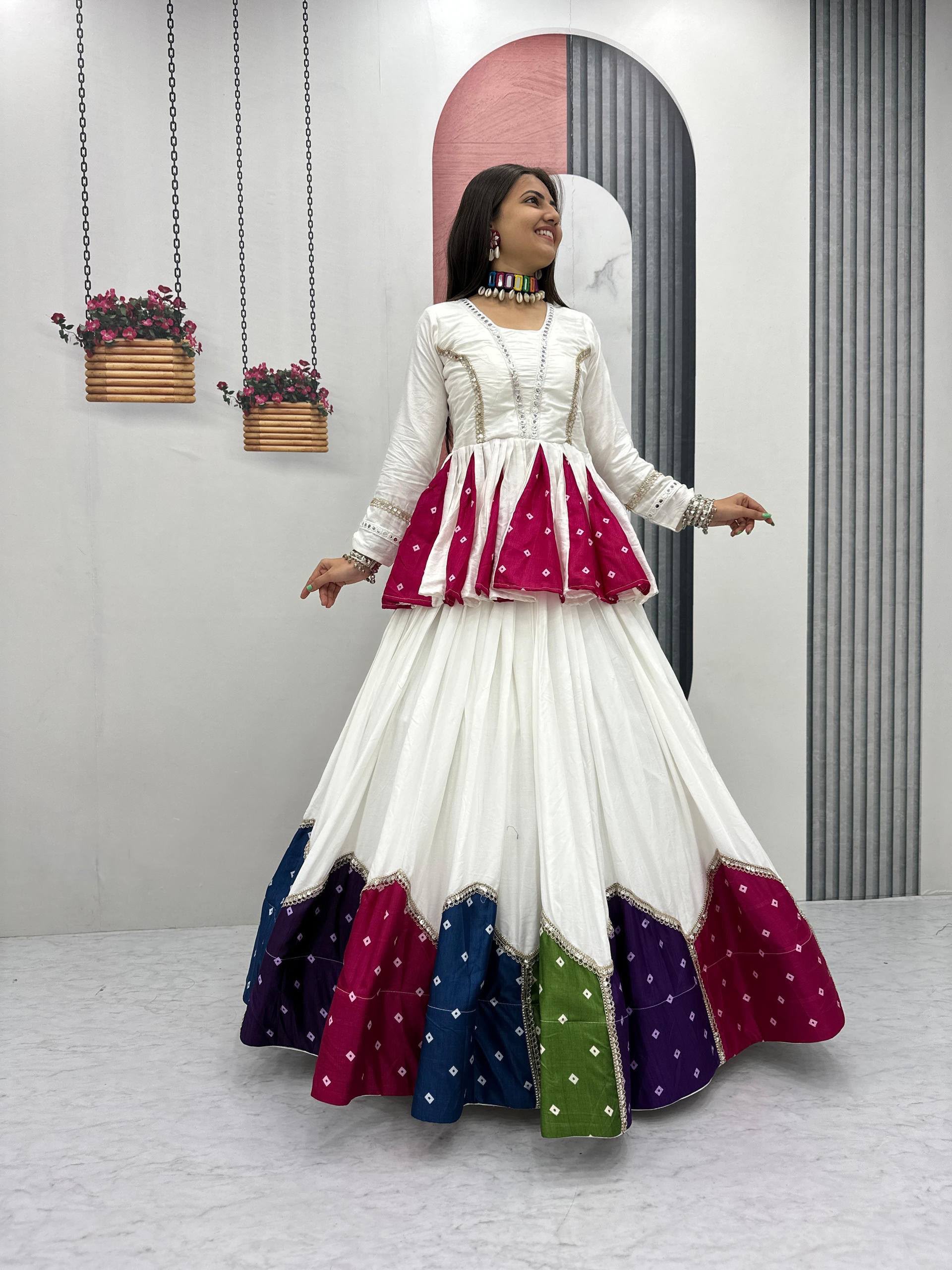 PC N54 White in Pure Cotton Mirror Work & Gamthi Work Lehenga Choli . Exclusive Offer ₹3049. Delivery 4-6 Working Days. Shop now. | Bollywood Lehenga, Creative Lehenga, Designer Lehenga, Embroidered Lehenga, Lehenga, Party Wear Lehenga