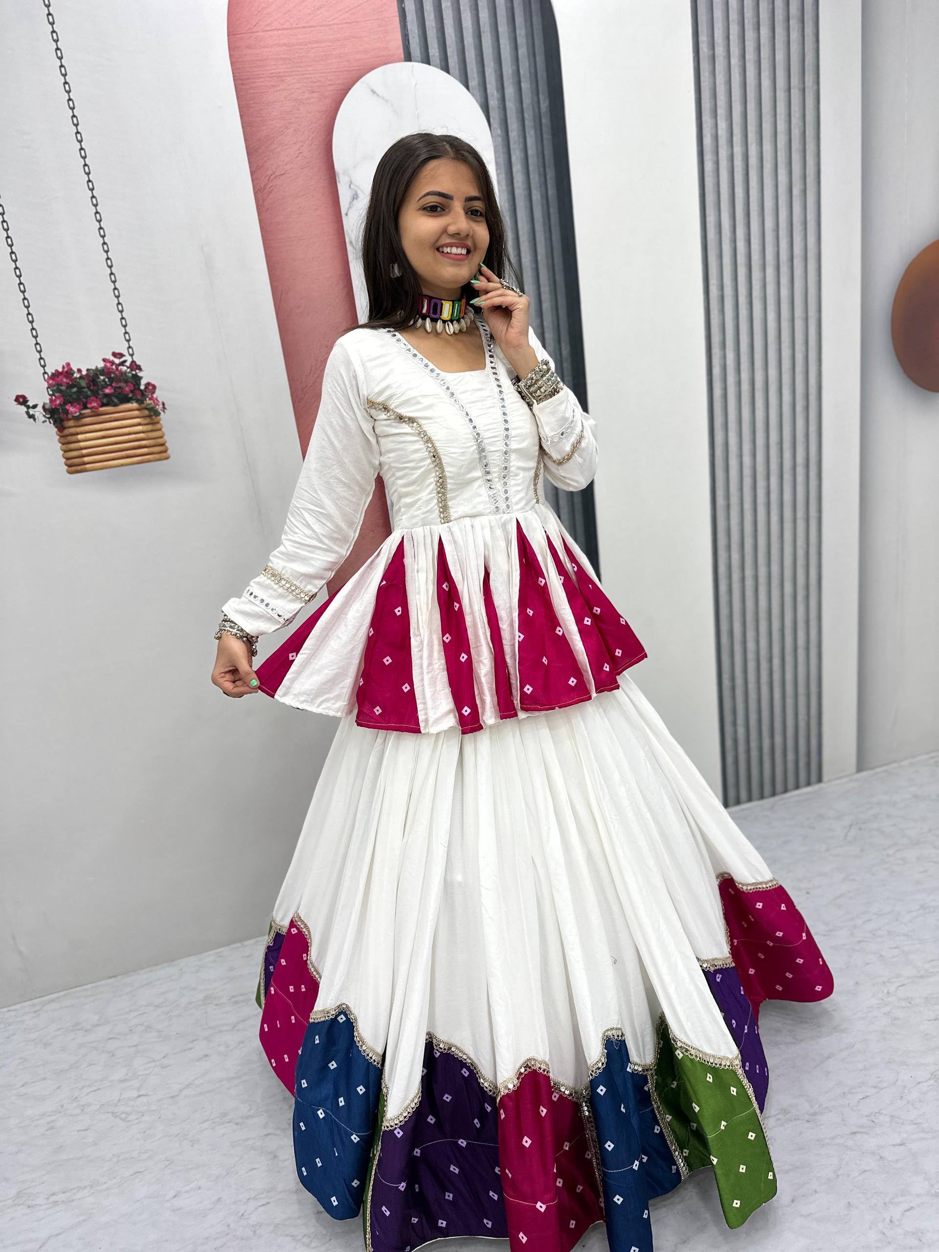 PC N54 White in Pure Cotton Mirror Work & Gamthi Work Lehenga Choli . Exclusive Offer ₹3049. Delivery 4-6 Working Days. Shop now. | Bollywood Lehenga, Creative Lehenga, Designer Lehenga, Embroidered Lehenga, Lehenga, Party Wear Lehenga