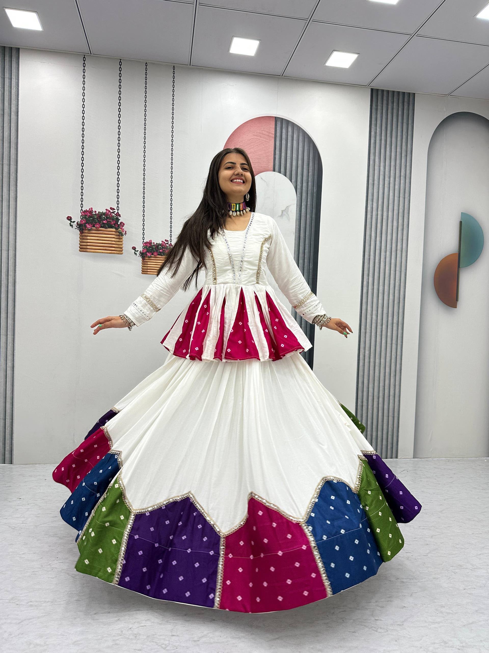 PC N54 White in Pure Cotton Mirror Work & Gamthi Work Lehenga Choli . Exclusive Offer ₹3049. Delivery 4-6 Working Days. Shop now. | Bollywood Lehenga, Creative Lehenga, Designer Lehenga, Embroidered Lehenga, Lehenga, Party Wear Lehenga