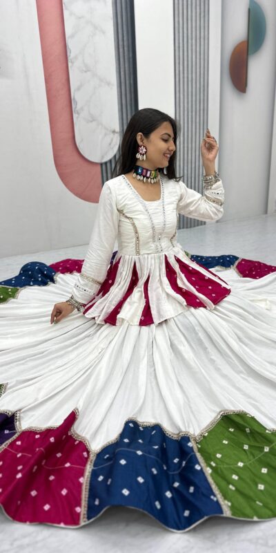 PC N54 White in Pure Cotton Mirror Work & Gamthi Work Lehenga Choli . Exclusive Offer ₹3049. Delivery 4-6 Working Days. Shop now. | Bollywood Lehenga, Creative Lehenga, Designer Lehenga, Embroidered Lehenga, Lehenga, Party Wear Lehenga