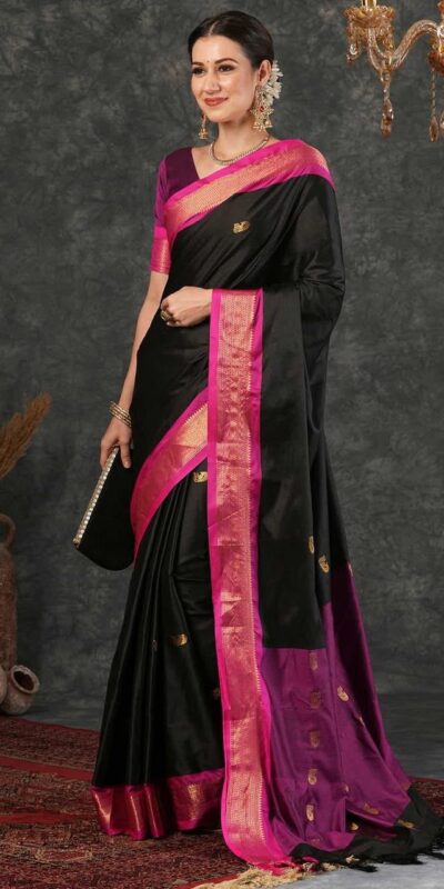 KP 7009 Black Soft Lichi Silk Saree with Lace Work & Lace Border. Introductory Price ₹1649. Delivery 4-6 Working Days. Shop now. | Bollywood Sarees, Creative Sarees, Designer Sarees, Embroidered Sarees, Ethnic Saree, Modern Digital sarees, Party Wear Sarees, Sarees