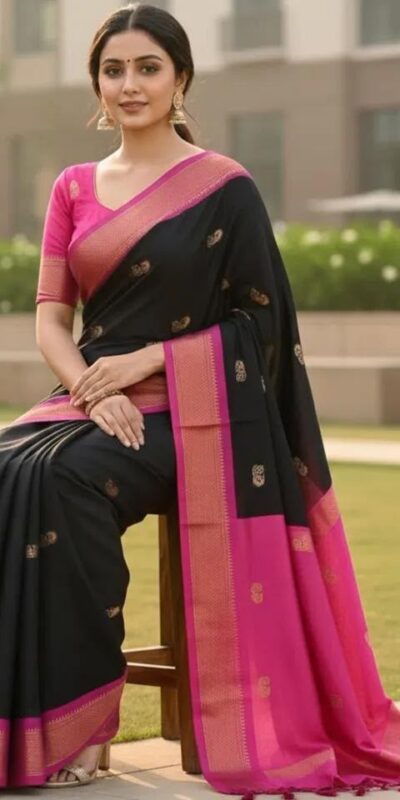 KP 7009 Black Soft Lichi Silk Saree with Lace Work & Lace Border. Introductory Price ₹1649. Delivery 4-6 Working Days. Shop now. | Bollywood Sarees, Creative Sarees, Designer Sarees, Embroidered Sarees, Ethnic Saree, Modern Digital sarees, Party Wear Sarees, Sarees