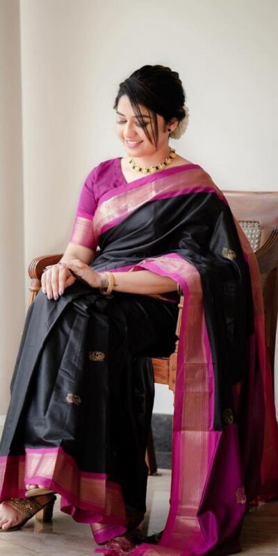 KP 7009 Black Soft Lichi Silk Saree with Lace Work & Lace Border. Introductory Price ₹1649. Delivery 4-6 Working Days. Shop now. | Bollywood Sarees, Creative Sarees, Designer Sarees, Embroidered Sarees, Ethnic Saree, Modern Digital sarees, Party Wear Sarees, Sarees