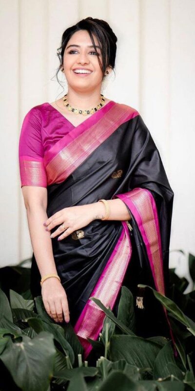 KP 7009 Black Soft Lichi Silk Saree with Lace Work & Lace Border. Introductory Price ₹1649. Delivery 4-6 Working Days. Shop now. | Bollywood Sarees, Creative Sarees, Designer Sarees, Embroidered Sarees, Ethnic Saree, Modern Digital sarees, Party Wear Sarees, Sarees