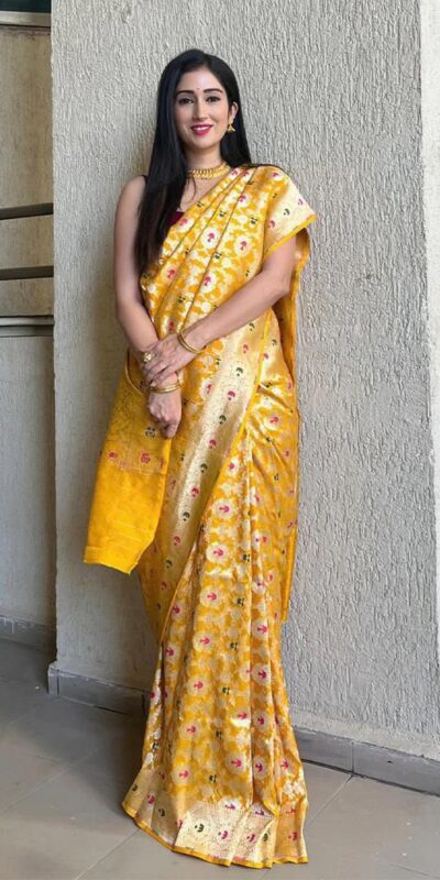 KP 6080 Yellow Soft Lichi Silk Saree with Lace Work & Lace Border. Introductory Price ₹1649. Delivery 4-6 Working Days. Shop now. | Bollywood Sarees, Creative Sarees, Designer Sarees, Embroidered Sarees, Ethnic Saree, Modern Digital sarees, Party Wear Sarees, Sarees