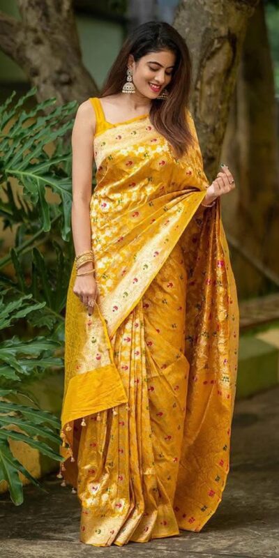 KP 6080 Yellow Soft Lichi Silk Saree with Lace Work & Lace Border. Introductory Price ₹1649. Delivery 4-6 Working Days. Shop now. | Bollywood Sarees, Creative Sarees, Designer Sarees, Embroidered Sarees, Ethnic Saree, Modern Digital sarees, Party Wear Sarees, Sarees
