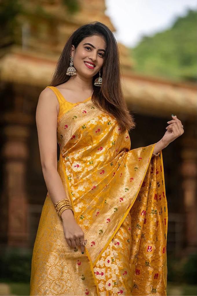 KP 6080 Yellow Soft Lichi Silk Saree with Lace Work & Lace Border. Introductory Price ₹1649. Delivery 4-6 Working Days. Shop now. | Bollywood Sarees, Creative Sarees, Designer Sarees, Embroidered Sarees, Ethnic Saree, Modern Digital sarees, Party Wear Sarees, Sarees
