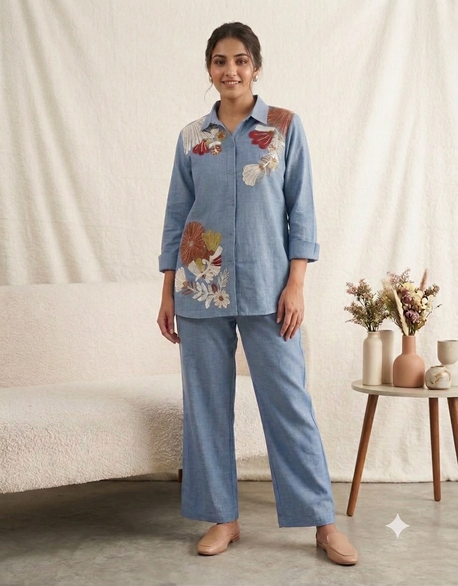 BE 483 Blue in Cotton Denim Embroidery Work & Sequins Work Kurti . Grab it for ₹1949. Delivery 4-6 Working Days. Shop now. | Bollywood Kurti, Creative Kurtis, Designer Kurti, Kurti, Party Wear Kurti, Selfie Kurti