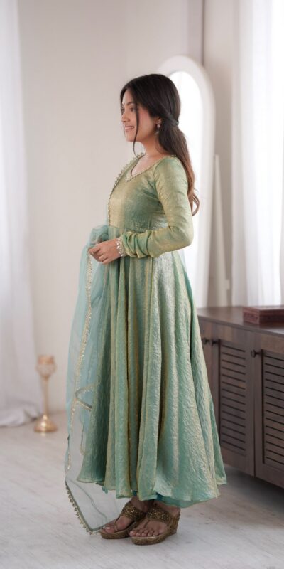 SRK 5355 Rama Doremon Crush Gown with Lace Work & Mirror Work. Exclusive Offer ₹2099. Delivery 4-6 Working Days. Shop now. | Bollywood Gowns, Creative Gowns, Designer Gowns, Embroidered Gowns, Gowns, Party Wear Gowns