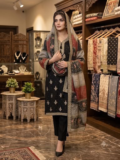 LG 2134 Black Mul Chanderi Salwar Suit with Embroidery Work & Sequins Work. Festive Deal ₹2399. Delivery 4-6 Working Days. Shop nowp | Jump Suits, Straight Suits, Casual Suits, Creative suits, Designer Suits, Palazzo Suits, Party Wear Suits, Patiala Suits, Salwar suit