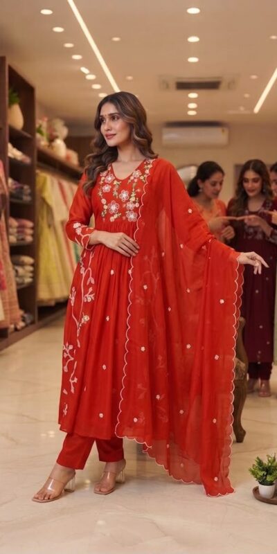 LG 2131 Red Mul Chanderi Salwar Suit with Embroidery Work & Sequins Work. Festive Deal ₹2199. Delivery 4-6 Working Days. Shop nowp | Jump Suits, Straight Suits, Casual Suits, Creative suits, Designer Suits, Palazzo Suits, Party Wear Suits, Patiala Suits, Salwar suit