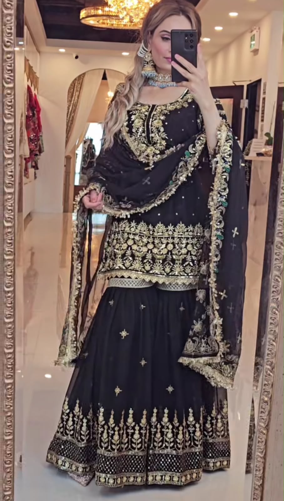 NF 1246 Black Faux Georgette Salwar Suit with Mirror Work & Embroidery Work. Get it for ₹2449. Delivery 4-6 Working Days. Shop now. | Jump Suits, Straight Suits, Casual Suits, Creative suits, Designer Suits, Palazzo Suits, Party Wear Suits, Patiala Suits, Salwar suit