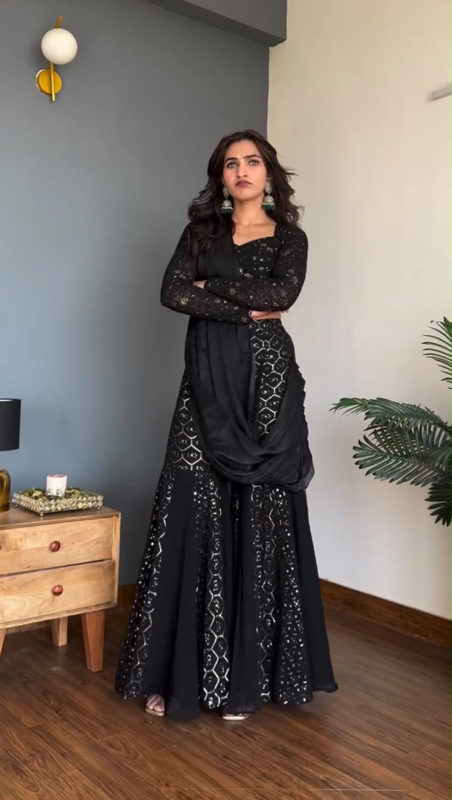 RTC 5994 Black Faux Georgette Salwar Suit with Mirror Work & Embroidery Work. Get it for ₹2399. Delivery 4-6 Working Days. Shop now. | Jump Suits, Straight Suits, Casual Suits, Creative suits, Designer Suits, Palazzo Suits, Party Wear Suits, Patiala Suits, Salwar suit