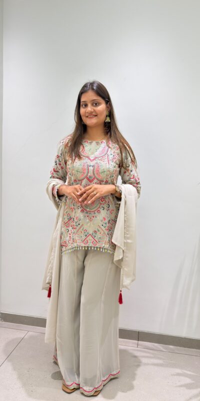 BE 489 Grey Faux Georgette Salwar Suit with Mirror Work & Embroidery Work. Get it for ₹2899. Delivery 4-6 Working Days. Shop now. | Jump Suits, Straight Suits, Casual Suits, Creative suits, Designer Suits, Palazzo Suits, Party Wear Suits, Patiala Suits, Salwar suit