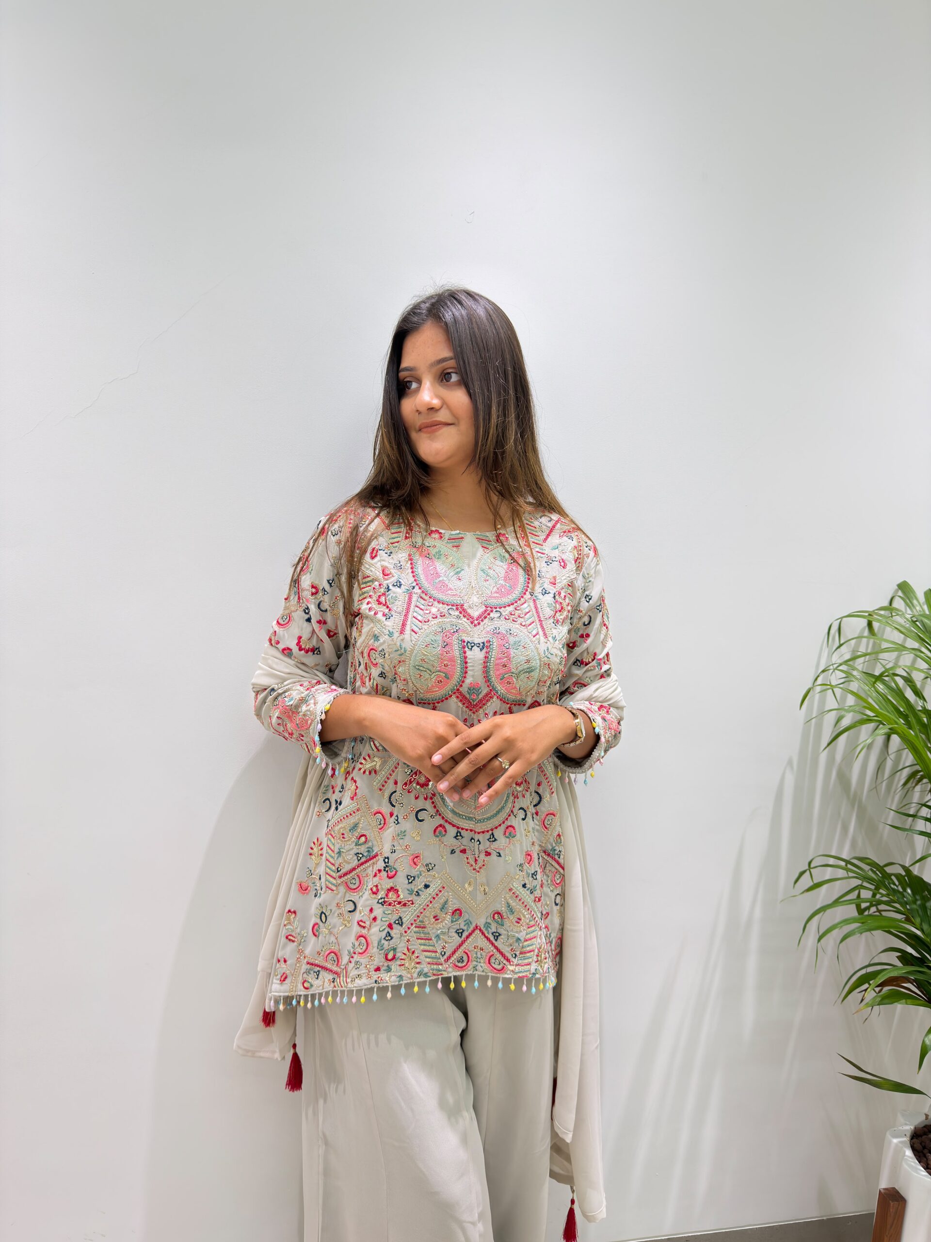 BE 489 Grey Faux Georgette Salwar Suit with Mirror Work & Embroidery Work. Get it for ₹2899. Delivery 4-6 Working Days. Shop now. | Jump Suits, Straight Suits, Casual Suits, Creative suits, Designer Suits, Palazzo Suits, Party Wear Suits, Patiala Suits, Salwar suit