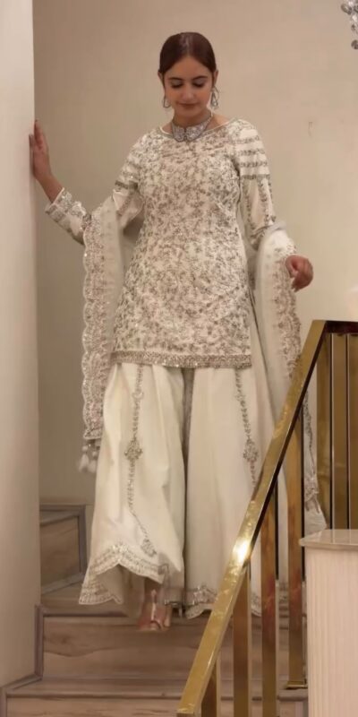 DB 47 White Faux Georgette Salwar Suit with Mirror Work & Embroidery Work. Get it for ₹2399. Delivery 4-6 Working Days. Shop now. | Jump Suits, Straight Suits, Casual Suits, Creative suits, Designer Suits, Palazzo Suits, Party Wear Suits, Patiala Suits, Salwar suit