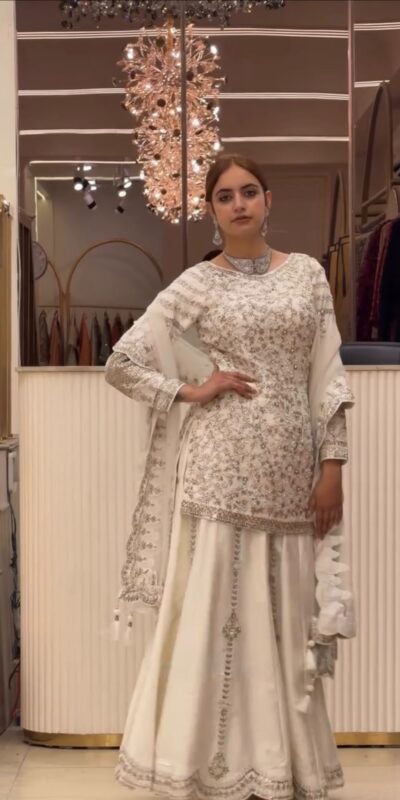 DB 47 White Faux Georgette Salwar Suit with Mirror Work & Embroidery Work. Get it for ₹2399. Delivery 4-6 Working Days. Shop now. | Jump Suits, Straight Suits, Casual Suits, Creative suits, Designer Suits, Palazzo Suits, Party Wear Suits, Patiala Suits, Salwar suit