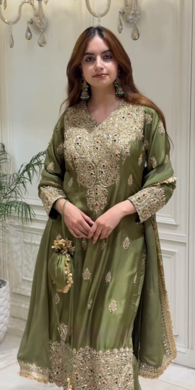 NSR 906 Mehandi Roman Silk Salwar Suit with Sequins Work & Embroidery Work. Available at ₹2449 only. Delivery 4-6 Working Days. Shop now. | Jump Suits, Straight Suits, Casual Suits, Creative suits, Designer Suits, Palazzo Suits, Party Wear Suits, Patiala Suits, Salwar suit