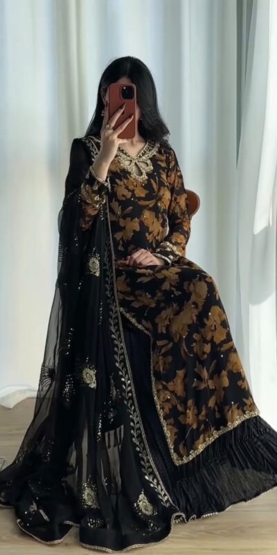 SRK 5366 Black l Faux Georgette Salwar Suit with Mirror Work & Embroidery Work. Get it for ₹2349. Delivery 4-6 Working Days. Shop now. | Jump Suits, Straight Suits, Casual Suits, Creative suits, Designer Suits, Palazzo Suits, Party Wear Suits, Patiala Suits, Salwar suit