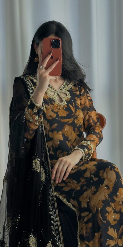 SRK 5366 Black l Faux Georgette Salwar Suit with Mirror Work & Embroidery Work. Get it for ₹2349. Delivery 4-6 Working Days. Shop now. | Jump Suits, Straight Suits, Casual Suits, Creative suits, Designer Suits, Palazzo Suits, Party Wear Suits, Patiala Suits, Salwar suit