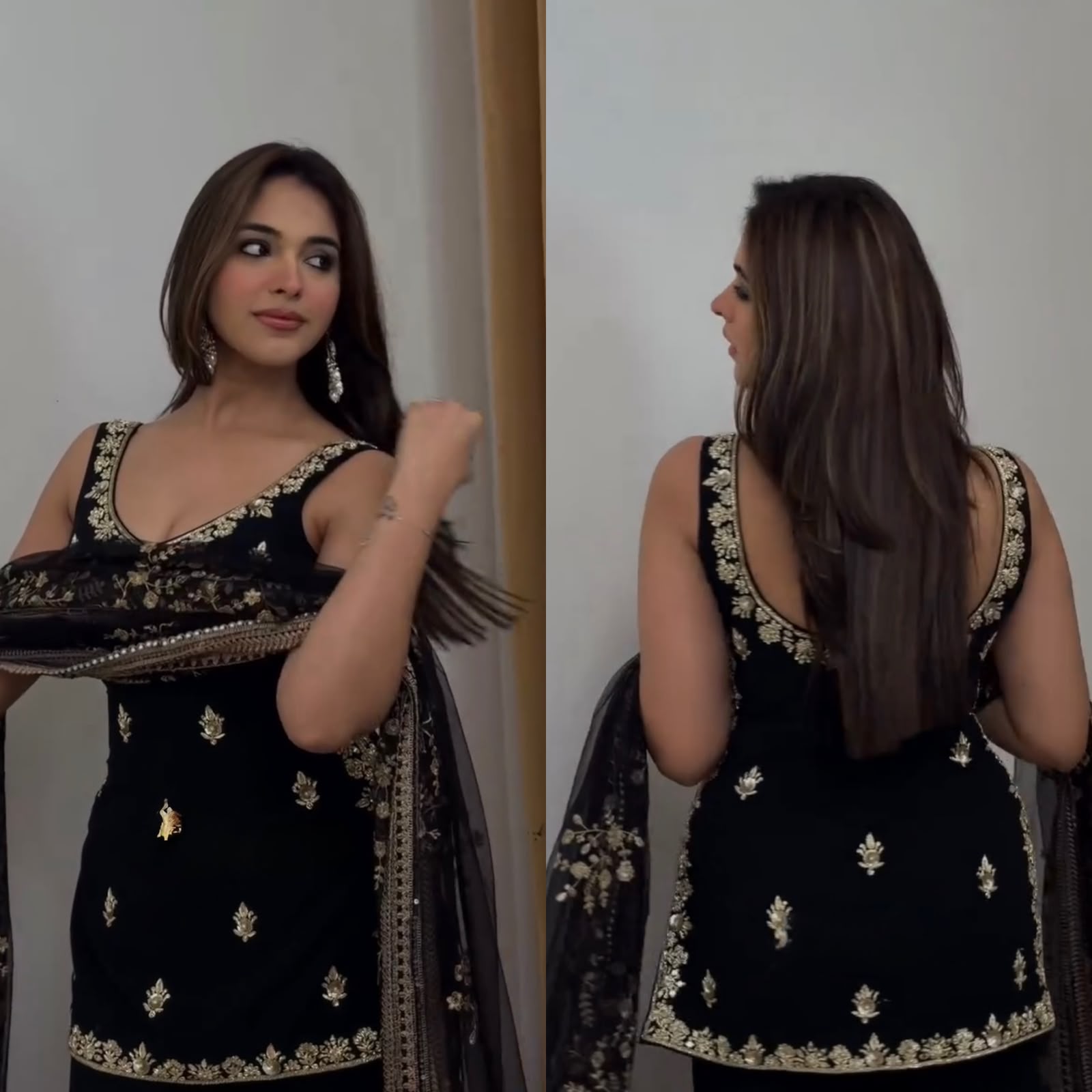 KD 1594 Black Faux Georgette Salwar Suit with Mirror Work & Embroidery Work. Get it for ₹2349. Delivery 4-6 Working Days. Shop now. | Jump Suits, Straight Suits, Casual Suits, Creative suits, Designer Suits, Palazzo Suits, Party Wear Suits, Patiala Suits, Salwar suit