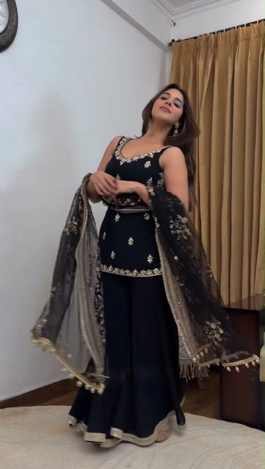 KD 1594 Black Faux Georgette Salwar Suit with Mirror Work & Embroidery Work. Get it for ₹2349. Delivery 4-6 Working Days. Shop now. | Jump Suits, Straight Suits, Casual Suits, Creative suits, Designer Suits, Palazzo Suits, Party Wear Suits, Patiala Suits, Salwar suit
